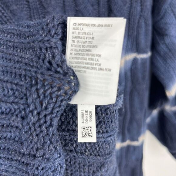 American Eagle Sweater Size Large Navy Tie Dye Chunky Cable Knit Turtleneck - Picture 9 of 9